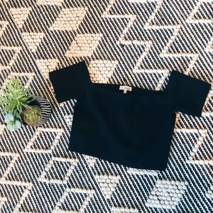 WILFRED FREE Black Off-the-Shoulder Crop Top